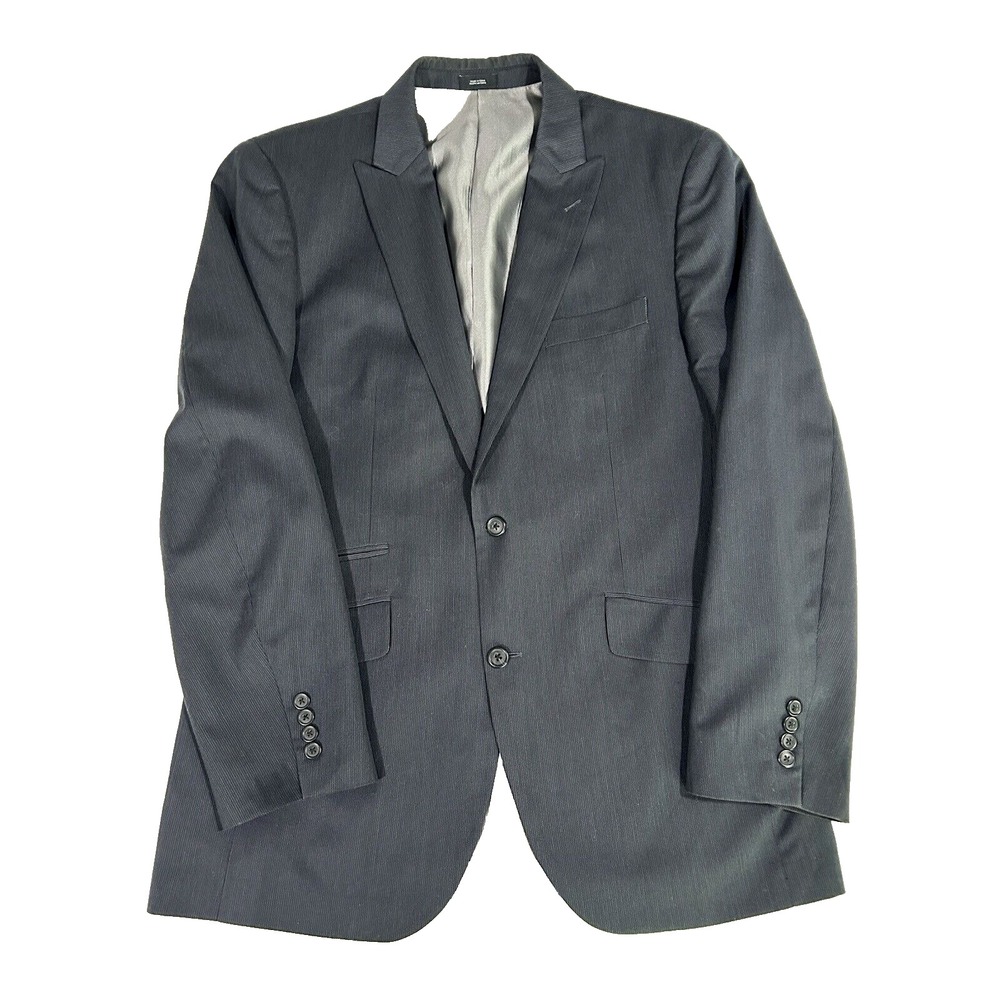 J Ferrar Sport Coat‎ Mens 44L Modern Fit Blue w/Black Micro-Pinstripe Blazer